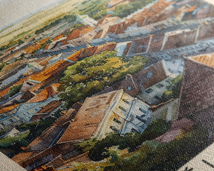 Siauliai Lithuania Travel Poster Framed Canvas Print, Watercolor Painting, Scenic Wall Art, Home Decor, Lithuanian Cityscape, Modern Decor