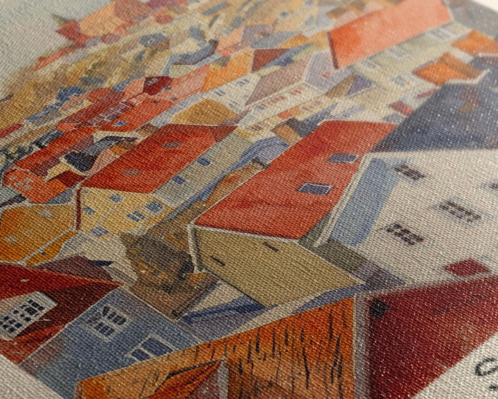 Skien Norway Travel Poster Framed Canvas Print, Watercolor Painting, Scenic Wall Art, Home Decor, Norwegian Landscape, Vibrant Art