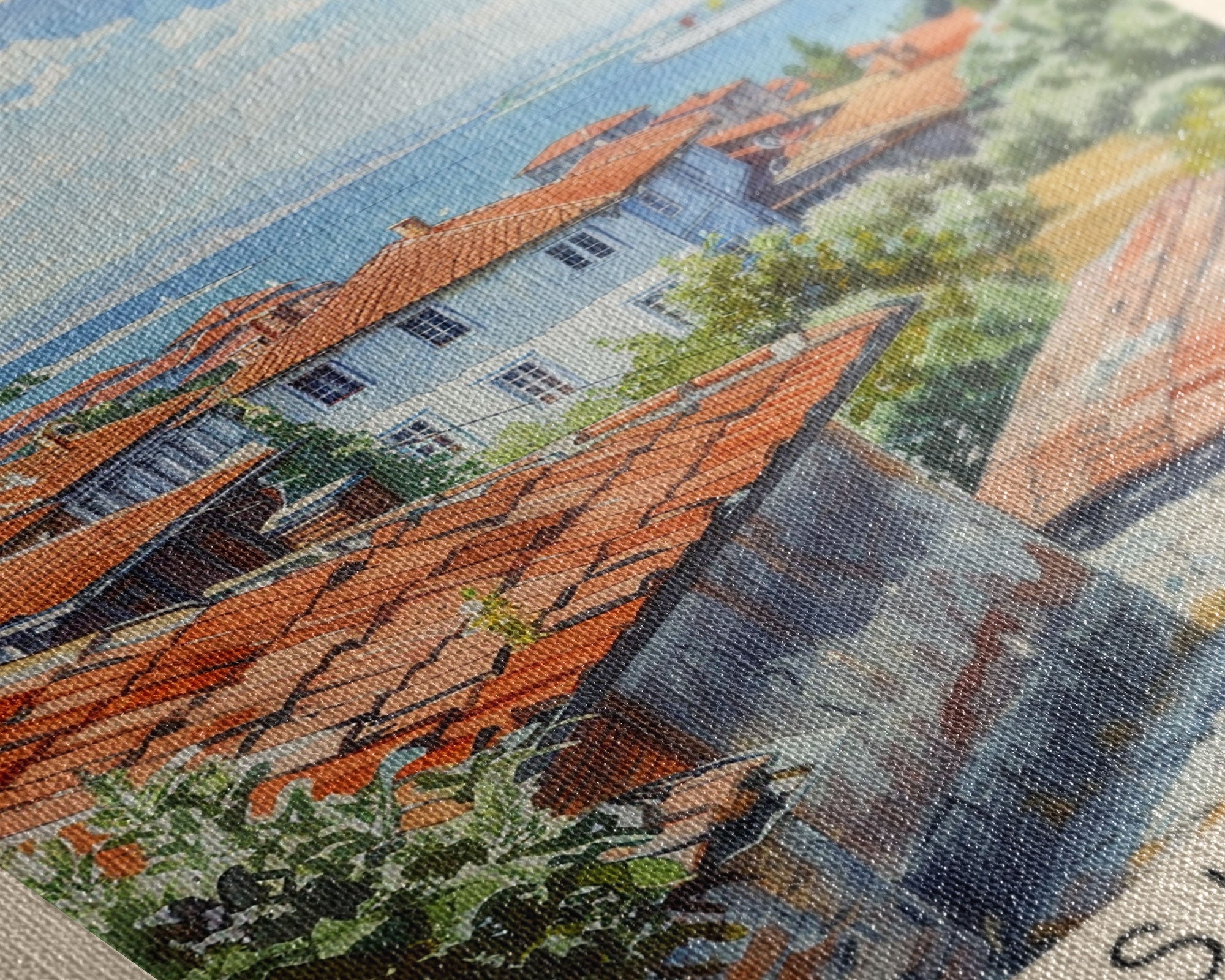 Sliven Bulgaria Travel Poster Framed Canvas Print, Watercolor Painting, Scenic Wall Art, Home Decor, Bulgarian Landscape, Artistic Decor