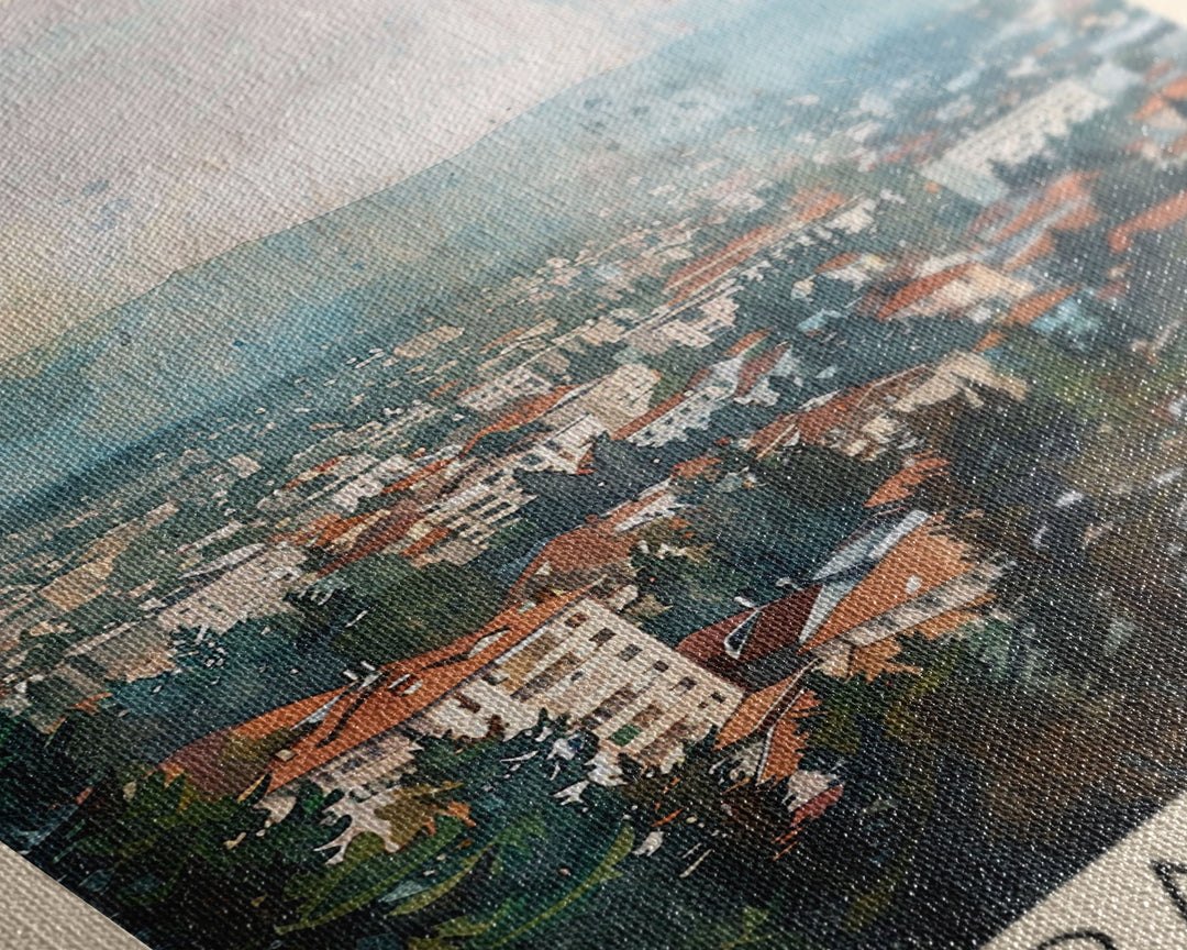 Stara Zagora Bulgaria Travel Poster Framed Canvas Print, Watercolor Painting, Scenic Wall Art, Home Decor, Bulgarian Landscape, Modern Art