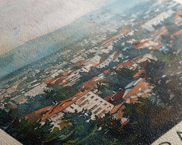 Stara Zagora Bulgaria Travel Poster Framed Canvas Print, Watercolor Painting, Scenic Wall Art, Home Decor, Bulgarian Landscape, Modern Art