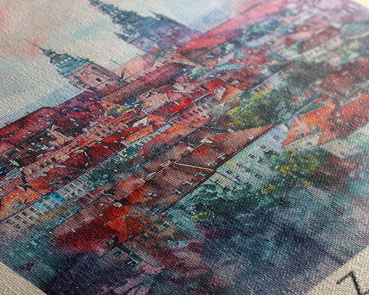 Szczecin Poland Travel Poster Framed Canvas Print, Watercolor Painting, Urban Wall Art, Home Decor, Polish Cityscape, Modern Decor