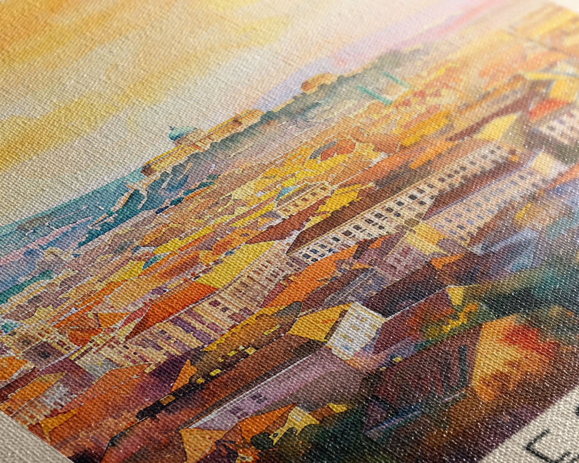 Szkesfehrvar Hungary Travel Poster Framed Canvas Print, Watercolor Painting, Scenic Wall Art, Home Decor, Hungarian Architecture, Artistic Decor