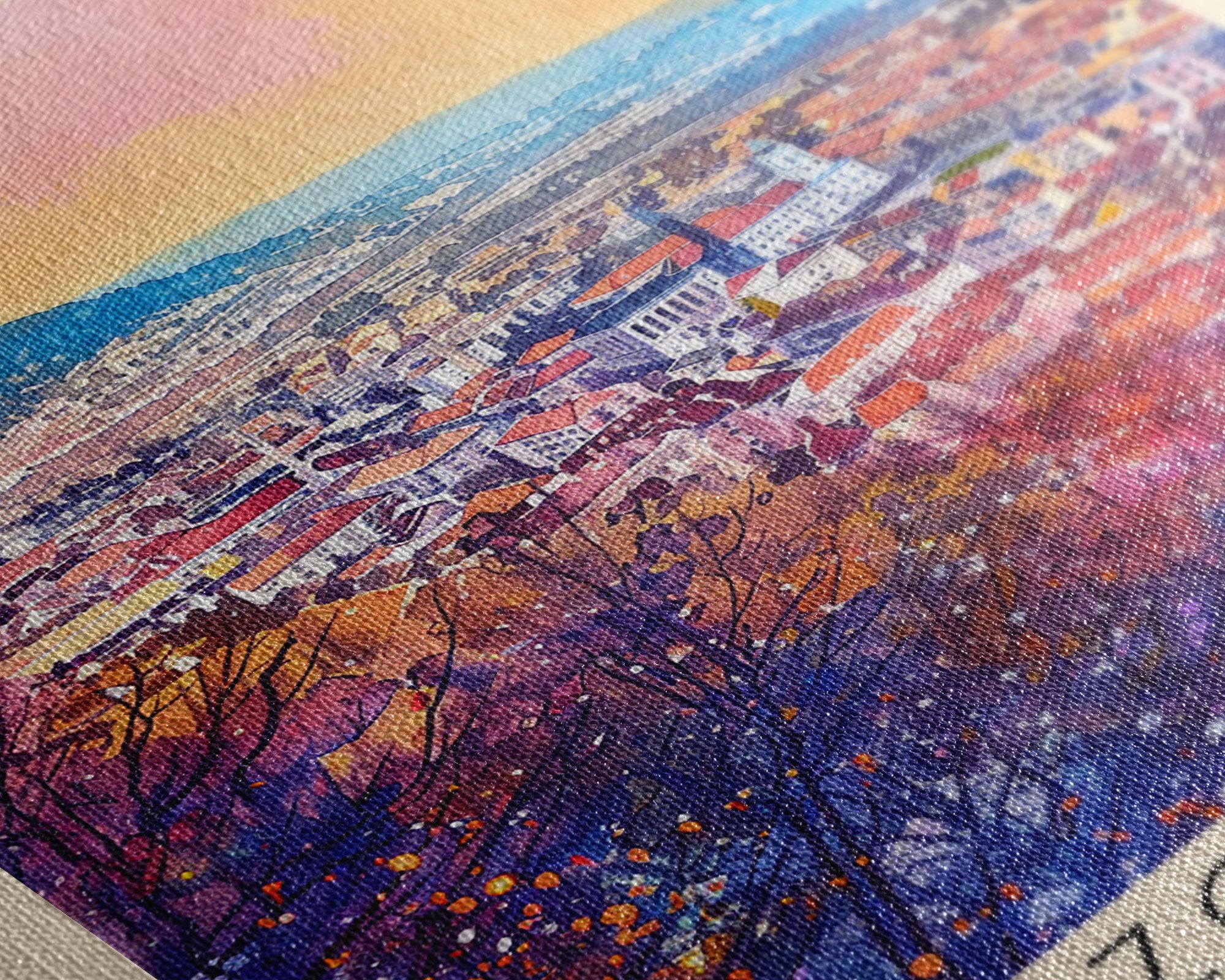 Szolnok Hungary Travel Poster Framed Canvas Print, Watercolor Painting, Scenic Wall Art, Home Decor, Hungarian Landscape, Traditional Art