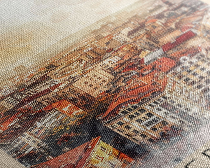 Ternopil Ukraine Travel Poster Framed Canvas Print, Watercolor Painting, Scenic Wall Art, Home Decor, Ukrainian Landscape, Classic Decor