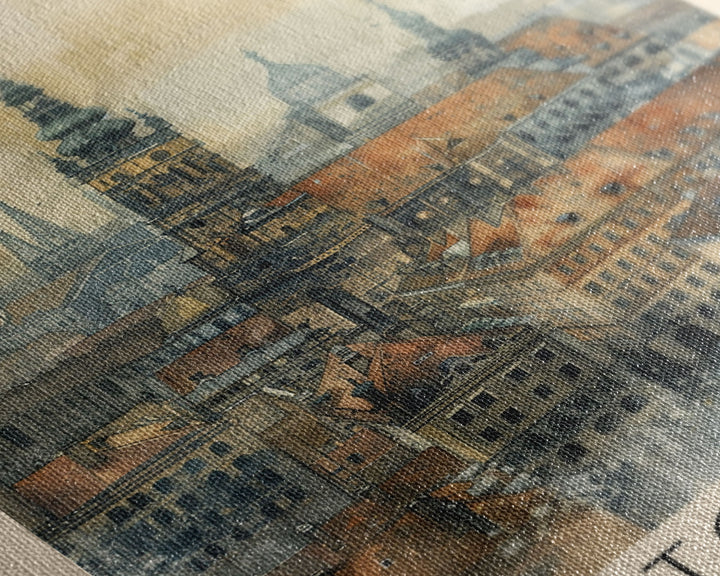 Torun Poland Travel Poster Framed Canvas Print, Watercolor Painting, Historic Wall Art, Home Decor, Polish Cityscape, Medieval Art