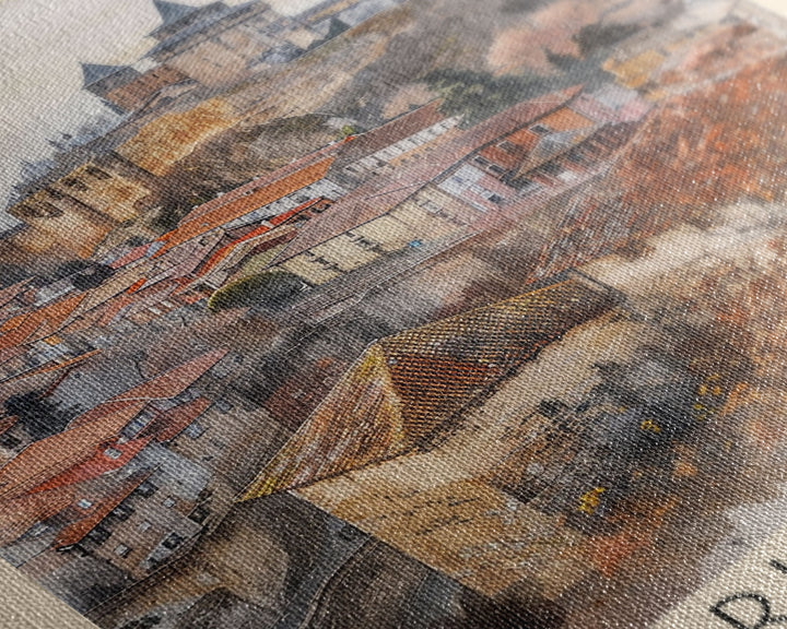 Vitoria Gasteiz Spain Travel Poster Framed Canvas Print, Watercolor Painting, Urban Wall Art, Home Decor, Spanish Cityscape, Trendy Art