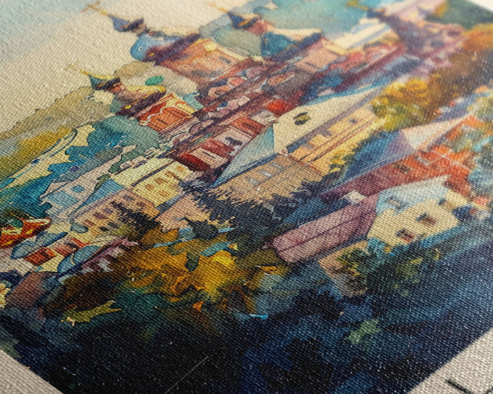 Vladimir Russia Travel Poster Framed Canvas Print, Watercolor Painting, Historic Wall Art, Home Decor, Russian Architecture, Classic Decor