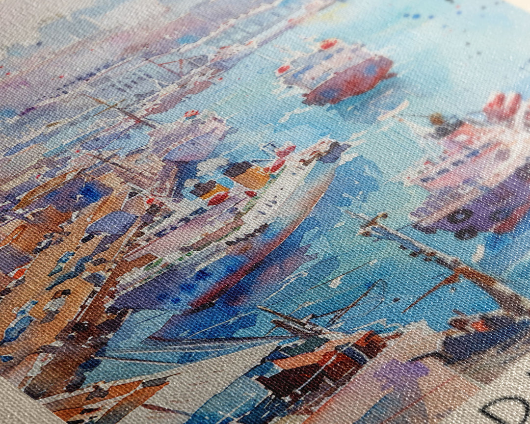 Vladivostok Russia Travel Poster Framed Canvas Print, Watercolor Painting, Coastal Wall Art, Home Decor, Russian Seaside, Nautical Art