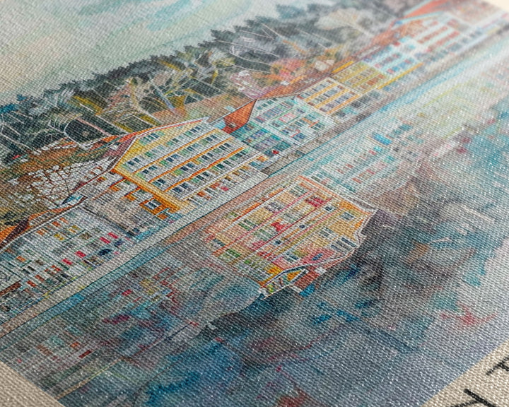 Winterthur Switzerland Travel Poster Framed Canvas Print, Watercolor Painting, Scenic Wall Art, Home Decor, Swiss Landscape, Thoughtful Gift