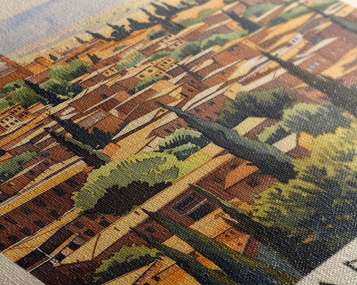 Historical Sanliurfa Panorama, Framed Canvas Print, Perfect for Bedroom Art, Travel Poster, Rustic Home Decoration, Watercolor Painting