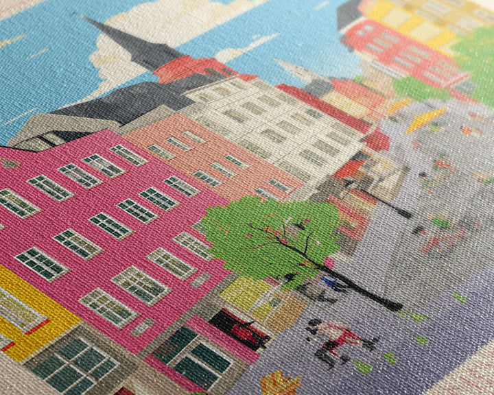 Aachen Germany Travel Poster Framed Canvas Print, Midcentury Modern Wall Art, Pop Art Home Decor, Vacation Gift, Living Room Art, Architectural Print