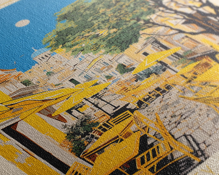 Athens Greece Travel Poster Framed Canvas Print, Midcentury Modern Art, Pop Art Wall Decor, Home Decor, Vacation Gift, Living Room Art