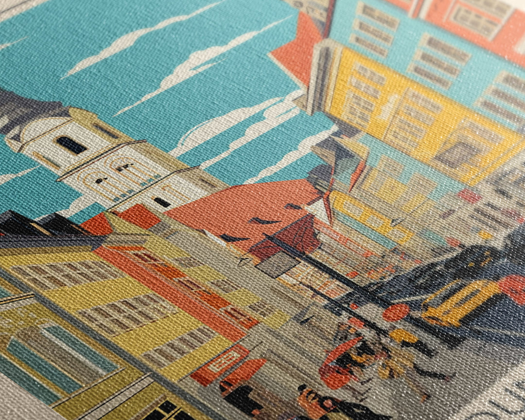 Augsburg Germany Travel Poster Framed Canvas Print, Midcentury Modern Art, Pop Art Wall Decor, Home Decor, Vacation Gift, Living Room Art