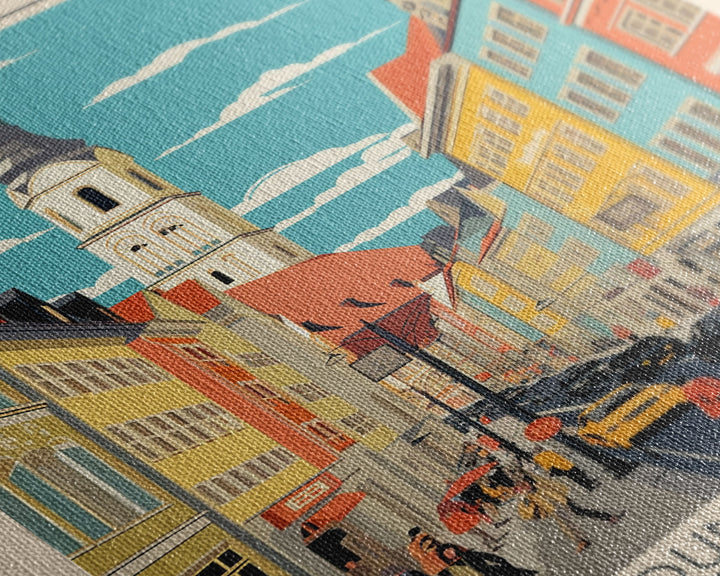 Augsburg Germany Travel Poster Framed Canvas Print, Midcentury Modern Art, Pop Art Wall Decor, Home Decor, Vacation Gift, Living Room Art