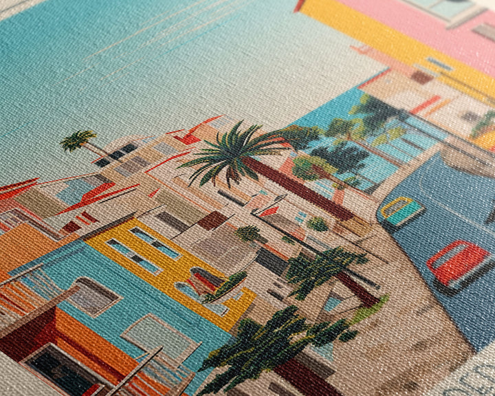 Barreiro Portugal Travel Poster Framed Canvas Print, Midcentury Modern Art, Pop Art Wall Decor, Home Decor, Vacation Gift, Living Room Art