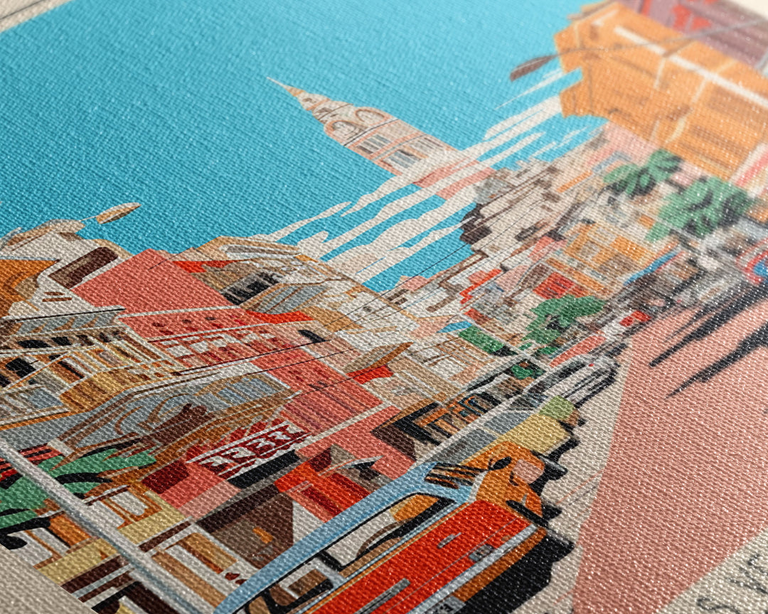 Batumi Georgia Travel Poster Framed Canvas Print, Midcentury Modern Art, Pop Art Wall Decor, Home Decor, Vacation Gift, Living Room Art