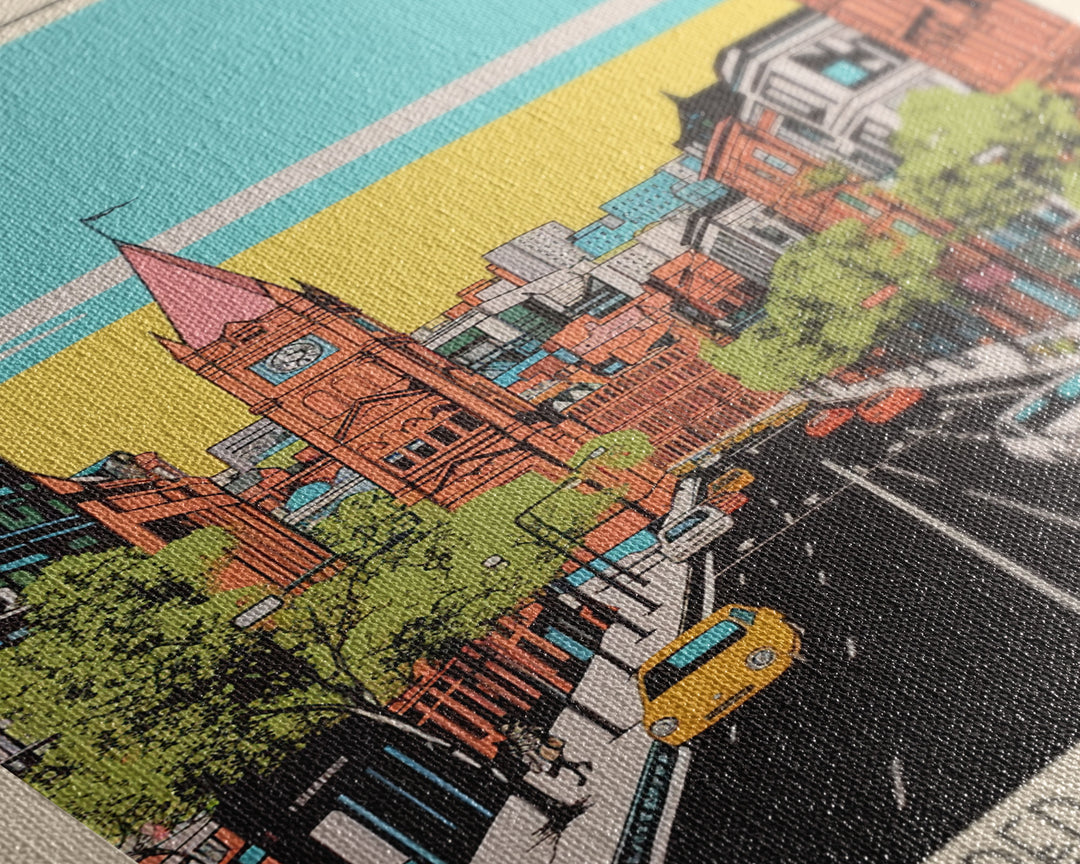 Belfast United Kingdom Travel Poster Framed Canvas Print, Midcentury Modern Art, Pop Art Wall Decor, Home Decor, Vacation Gift, Living Room Art