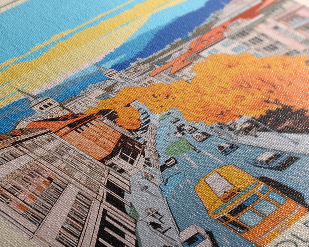 Bern Switzerland Travel Poster Framed Canvas Print, Midcentury Modern Art, Pop Art Wall Decor, Home Decor, Vacation Gift, Living Room Art