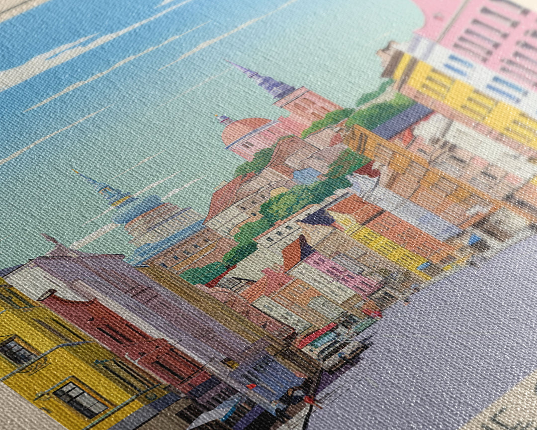 Białystok Poland Travel Poster Framed Canvas Print, Midcentury Modern Art, Pop Art Wall Decor, Home Decor, Vacation Gift, Living Room Art