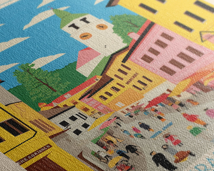 Bijeljina Bosnia Travel Poster Framed Canvas Print, Midcentury Modern Art, Pop Art Wall Decor, Home Decor, Living Room Art, Unique Gift