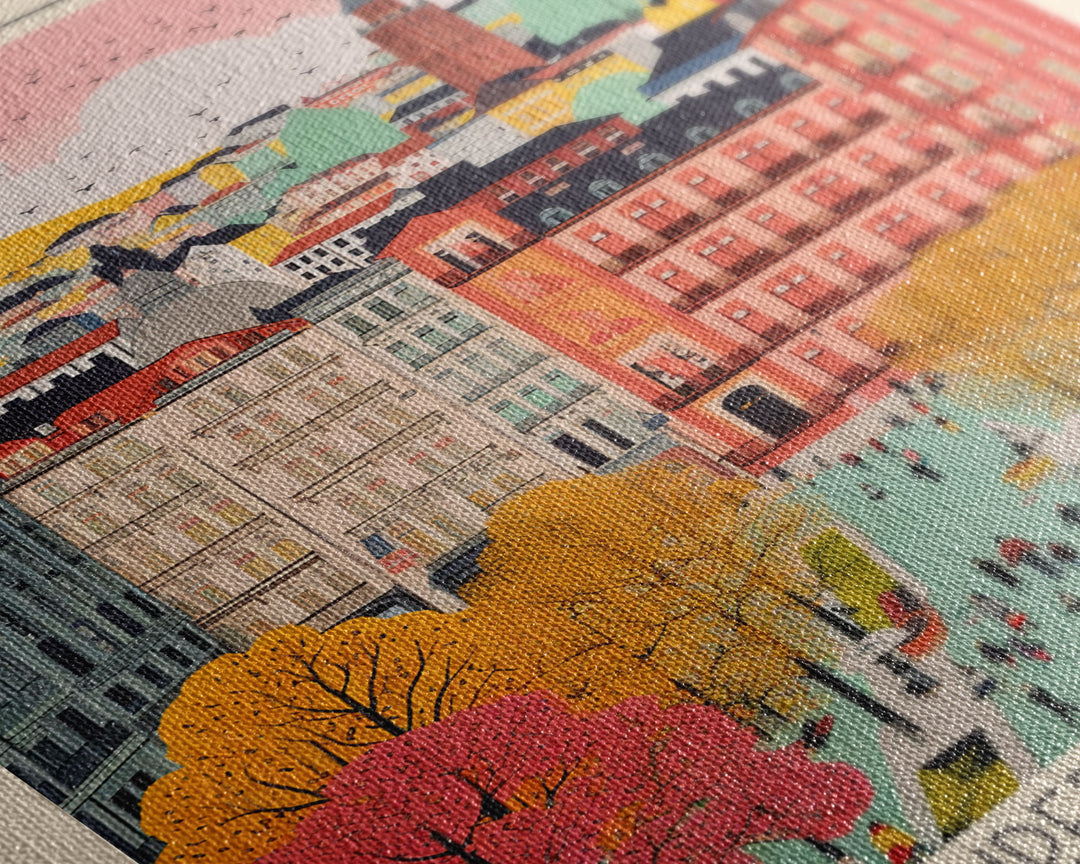 Bilbao Spain Travel Poster Framed Canvas Print, Modern Art, Pop Art Home Decor, Scenic Wall Art, Living Room Decor, Artistic Gift