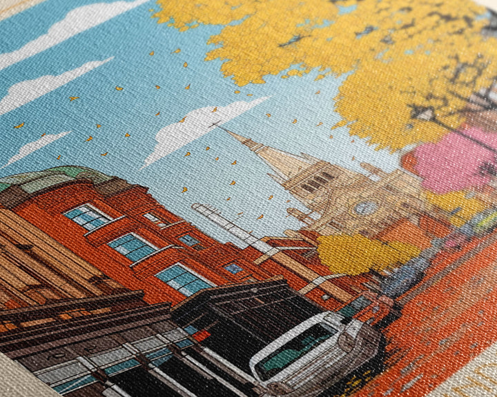 Birmingham UK Travel Poster Framed Canvas Print, Midcentury Modern Art, Pop Art Wall Decor, Home Decor, Living Room Decoration