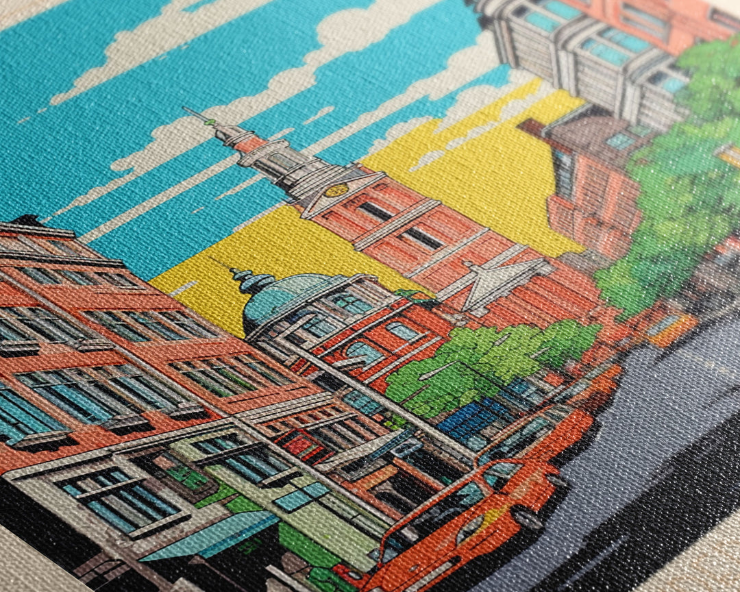 Bochum Germany Travel Poster Framed Canvas Print, Midcentury Modern Art, Pop Art Wall Decor, Home Decor, Living Room Art, Scenic View