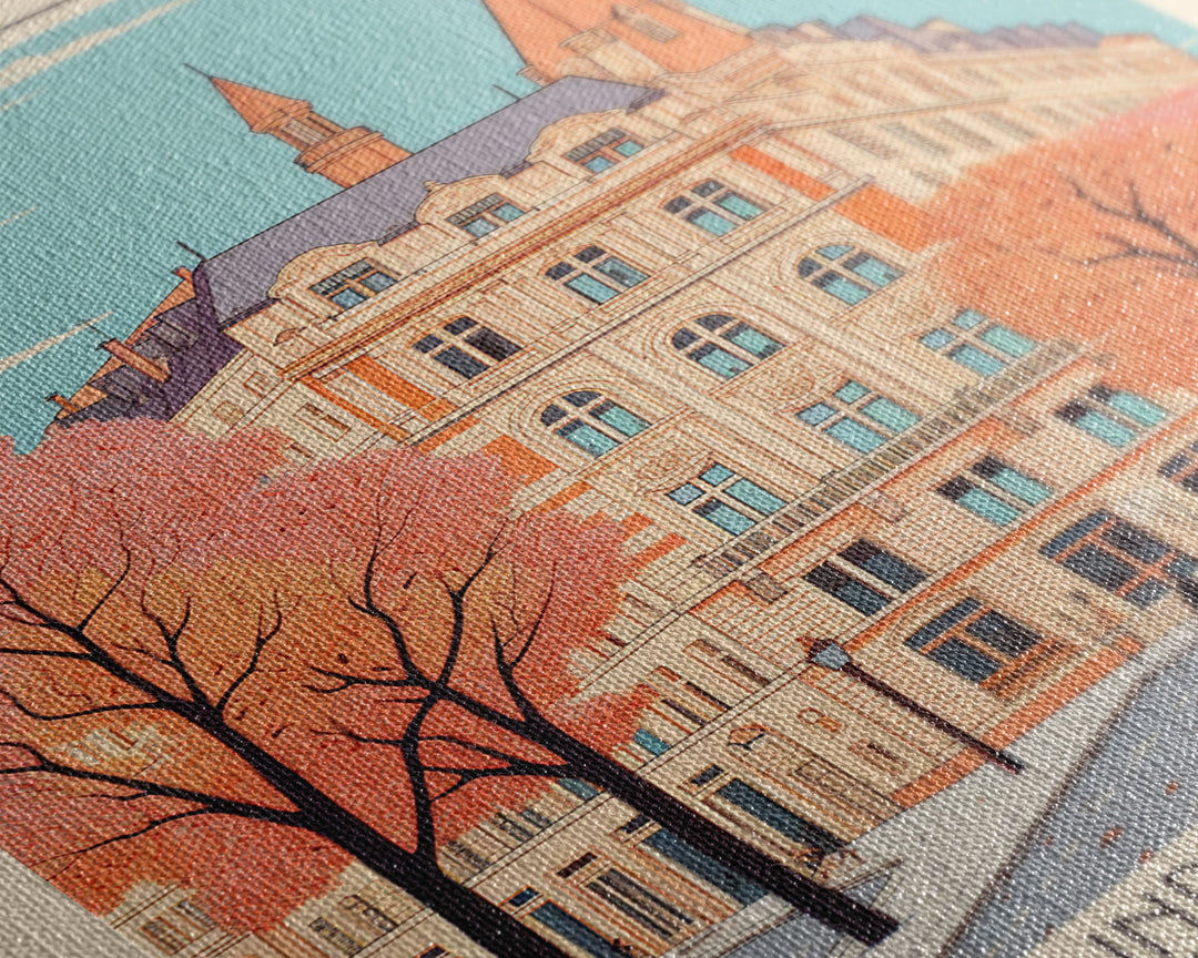 Bordeaux France Travel Poster Framed Canvas Print, Midcentury Modern Art, Pop Art Home Decor, Scenic Wall Art, Living Room Decoration