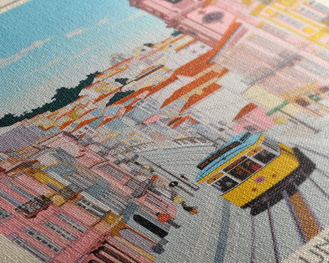 Braga Portugal Travel Poster Framed Canvas Print, Vintage Style, Pop Art Home Decor, Scenic Wall Art, Living Room Decoration, Artistic Gift