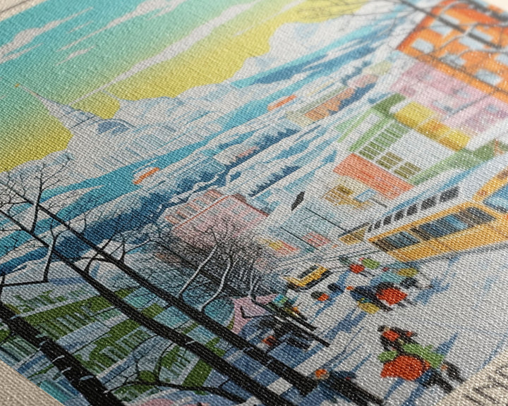 Bratsk Russia Travel Poster Framed Canvas Print, Midcentury Modern Art, Pop Art Wall Decor, Home Decor, Vacation Gift, Living Room Art