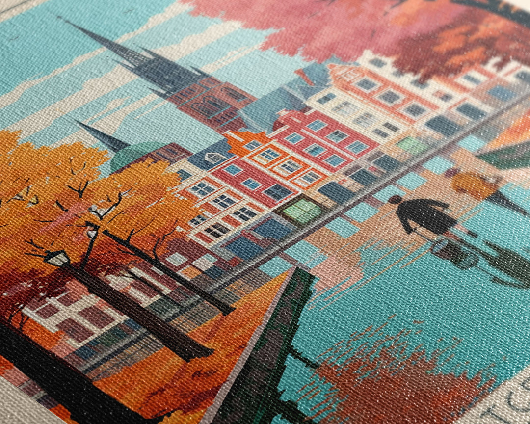 Bremen Germany Travel Poster Framed Canvas Print, Midcentury Modern Art, Pop Art Wall Decor, Home Decor, Vacation Gift, Living Room Art