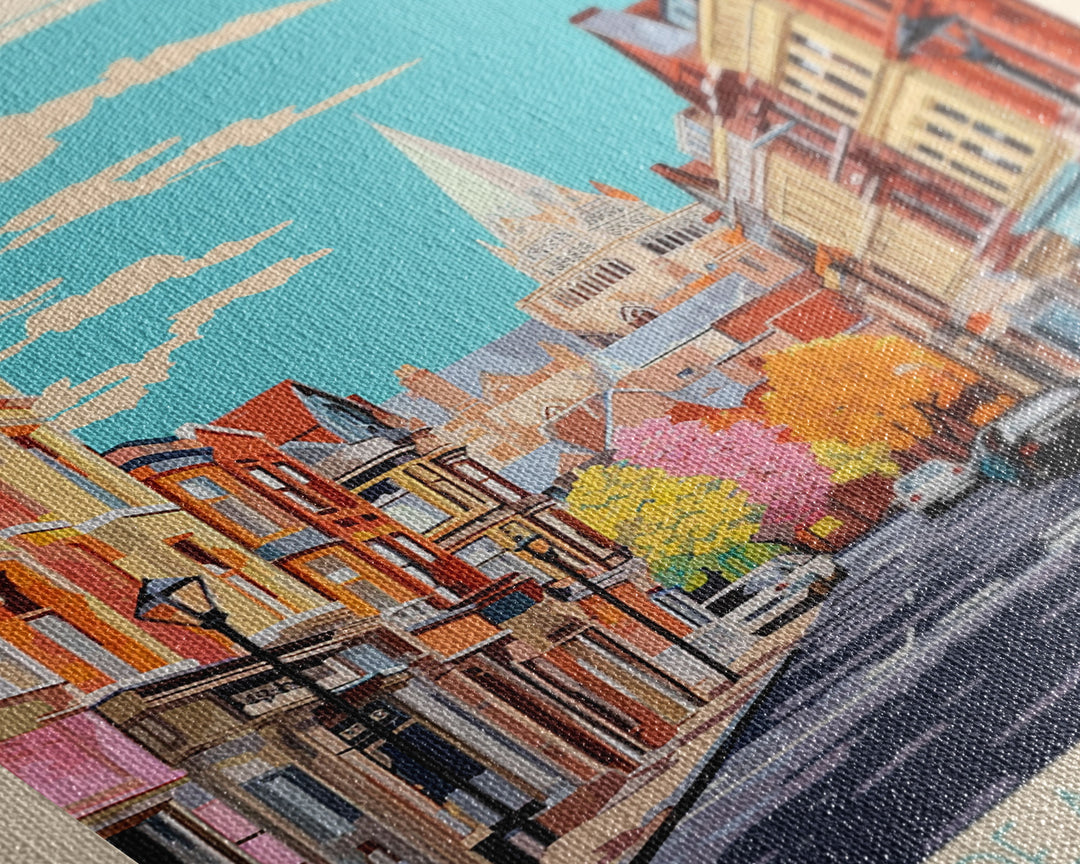 Bristol United Kingdom Travel Poster Framed Canvas Print, Midcentury Modern Art, Pop Art Wall Decor, Scenic Wall Art, Living Room Art