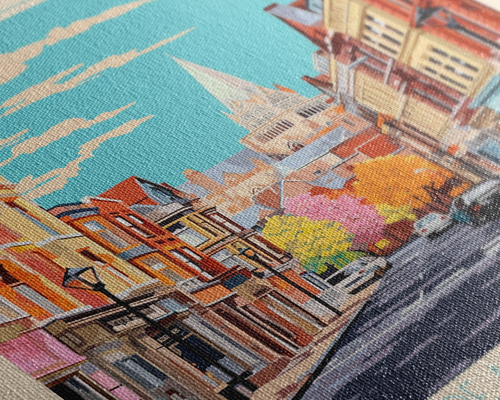 Bristol United Kingdom Travel Poster Framed Canvas Print, Midcentury Modern Art, Pop Art Wall Decor, Scenic Wall Art, Living Room Art