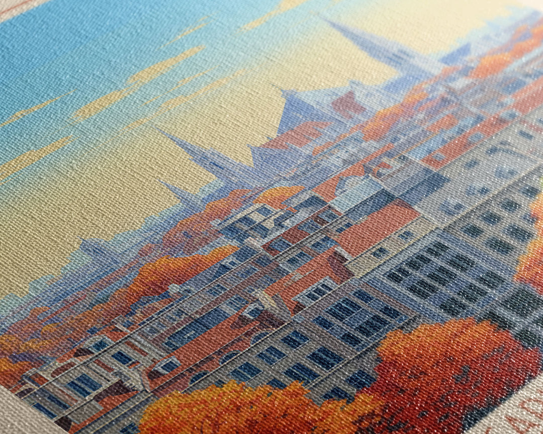 Brussels Belgium Travel Poster Framed Canvas Print, Midcentury Modern Art, Pop Art Wall Decor, Home Decor, Vacation Gift, Living Room Art