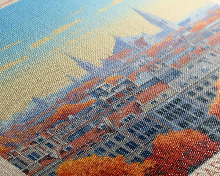 Brussels Belgium Travel Poster Framed Canvas Print, Midcentury Modern Art, Pop Art Wall Decor, Home Decor, Vacation Gift, Living Room Art