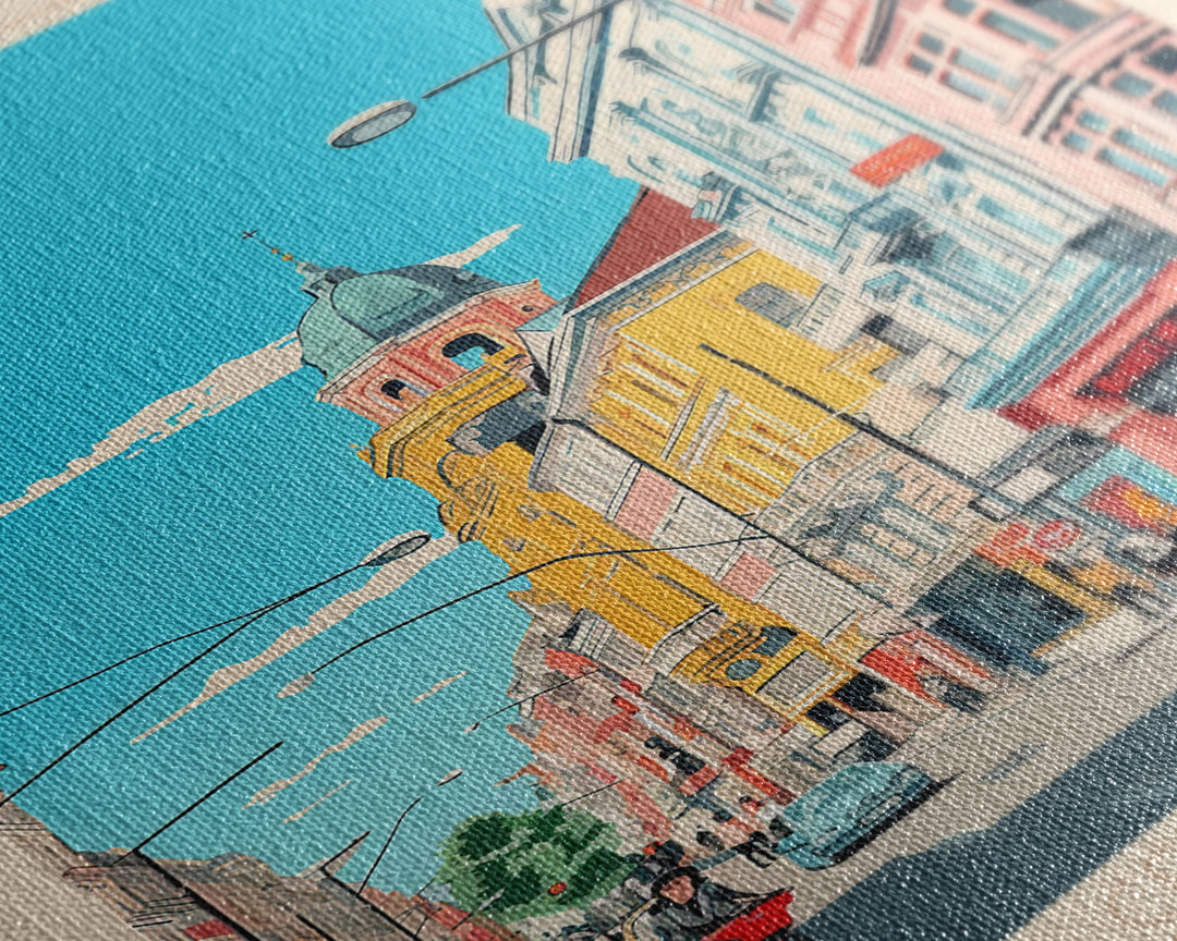 Bucharest Romania Travel Poster Framed Canvas Print, Midcentury Modern Art, Pop Art Wall Decor, Home Decor, Vacation Gift, Living Room Art