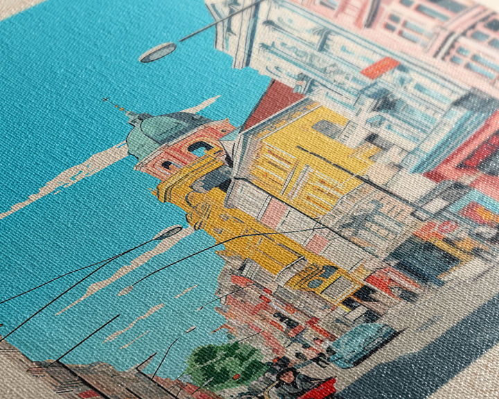 Bucharest Romania Travel Poster Framed Canvas Print, Midcentury Modern Art, Pop Art Wall Decor, Home Decor, Vacation Gift, Living Room Art