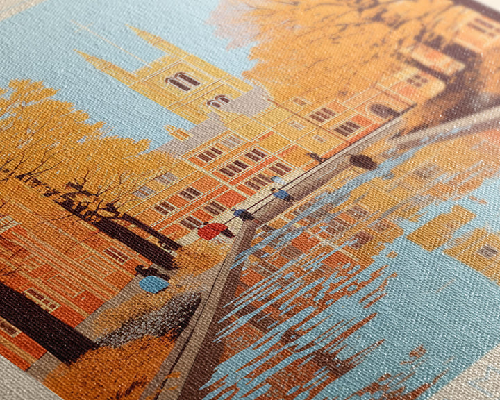 Cambridge United Kingdom Travel Poster Framed Canvas Print, Midcentury Modern Art, Pop Art Wall Decor, Home Decor, Vacation Gift, Living Room Art