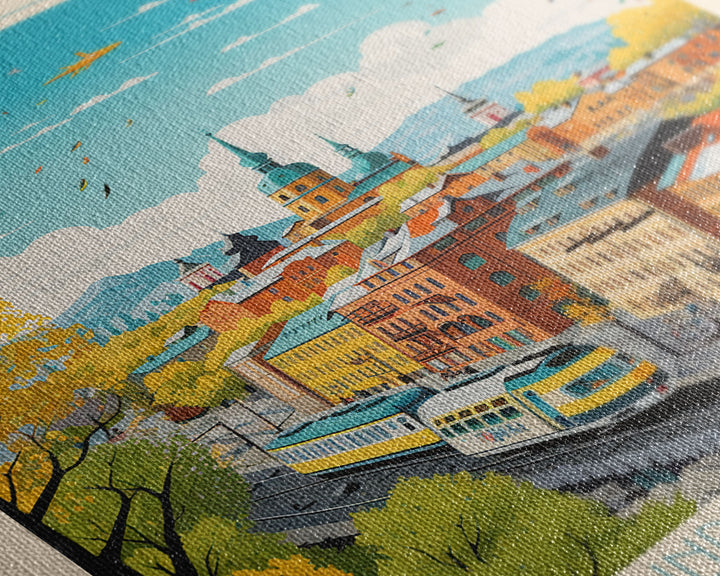 Cheboksary Russia Travel Poster Framed Canvas Print, Vintage Style, Pop Art Home Decor, Scenic Wall Art, Living Room Decoration, Artistic Gift