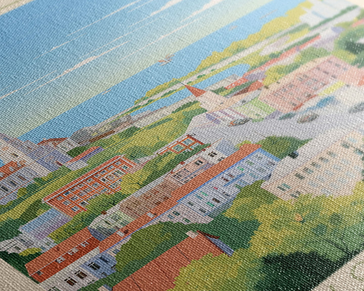 Cherkasy Ukraine Travel Poster Framed Canvas Print, Midcentury Modern Art, Pop Art Wall Decor, Home Decor, Vacation Gift, Living Room Art