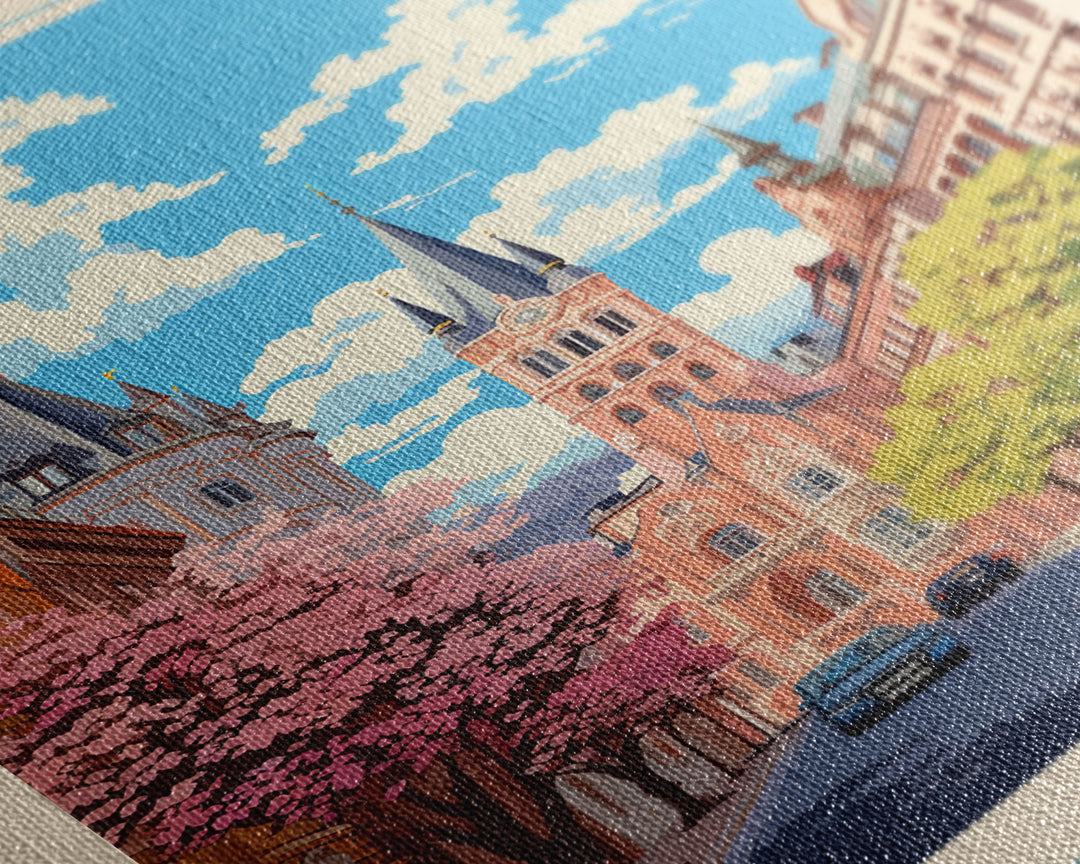 Chernivtsi Ukraine Travel Poster Framed Canvas Print, Midcentury Modern Art, Pop Art Wall Decor, Home Decor, Vacation Gift, Living Room Art