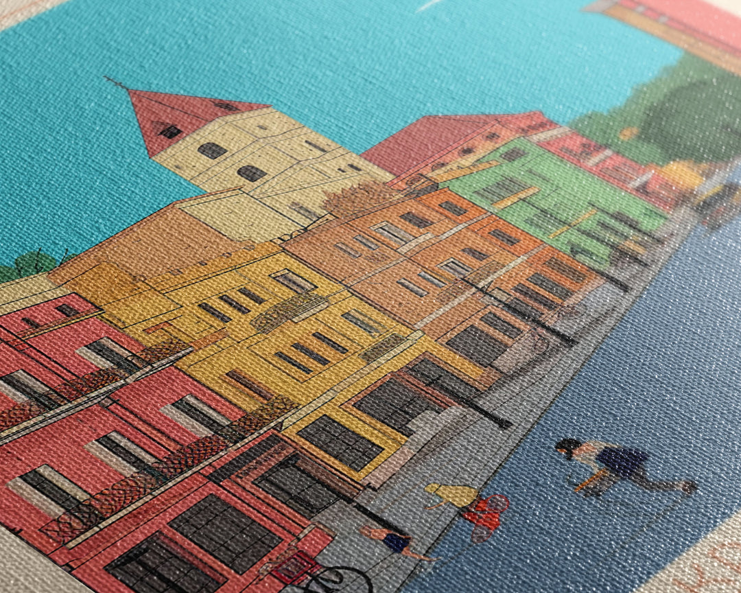 Constanta Romania Travel Poster Framed Canvas Print, Midcentury Modern Art, Pop Art Wall Decor, Home Decor, Vacation Gift, Living Room Art