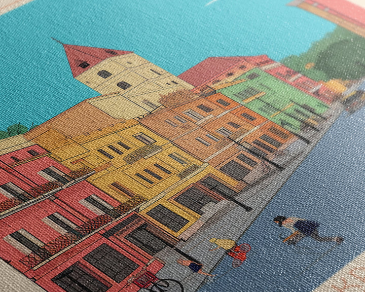 Constanta Romania Travel Poster Framed Canvas Print, Midcentury Modern Art, Pop Art Wall Decor, Home Decor, Vacation Gift, Living Room Art