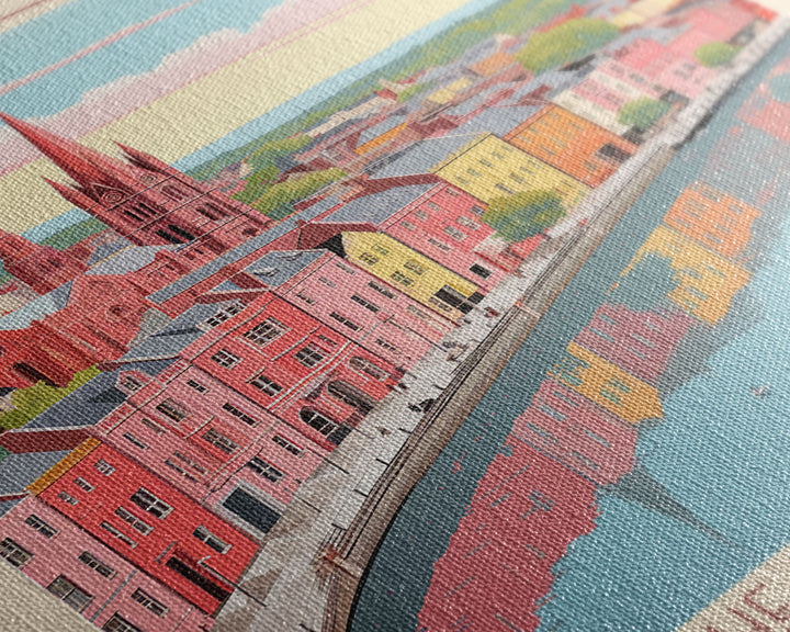 Cork Ireland Travel Poster Framed Canvas Print, Midcentury Modern Art, Pop Art Wall Decor, Home Decor, Vacation Gift, Living Room Art