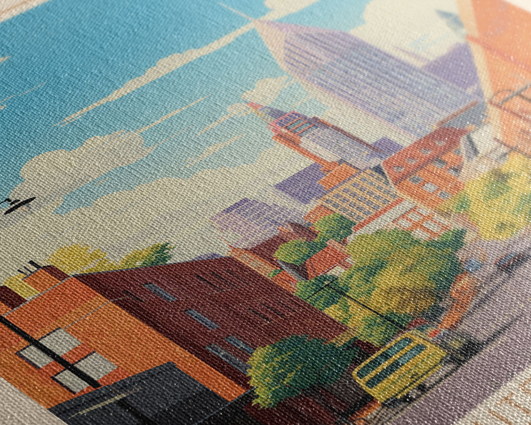 Coventry United Kingdom Travel Poster Framed Canvas Print, Midcentury Modern Art, Pop Art Wall Decor, Home Decor, Vacation Gift, Living Room Art