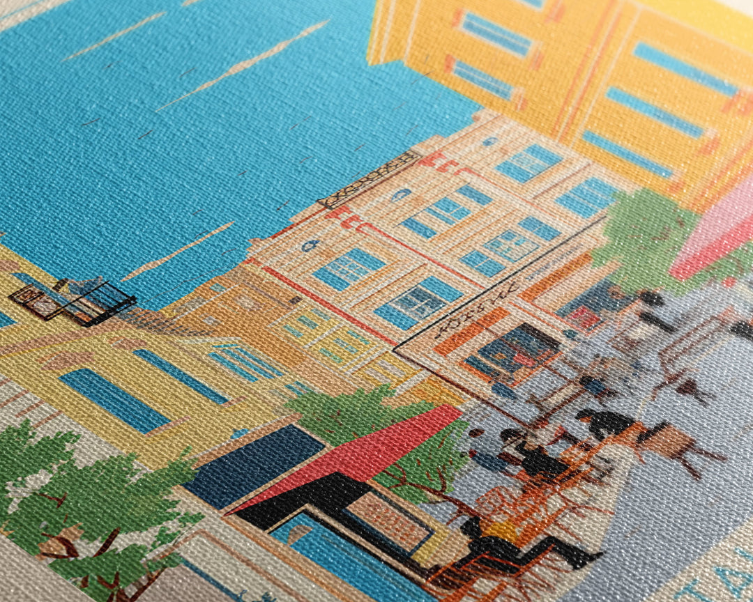 Denizli Turkey Travel Poster Framed Canvas Print, Midcentury Modern Art, Pop Art Wall Decor, Home Decor, Vacation Gift, Living Room Art