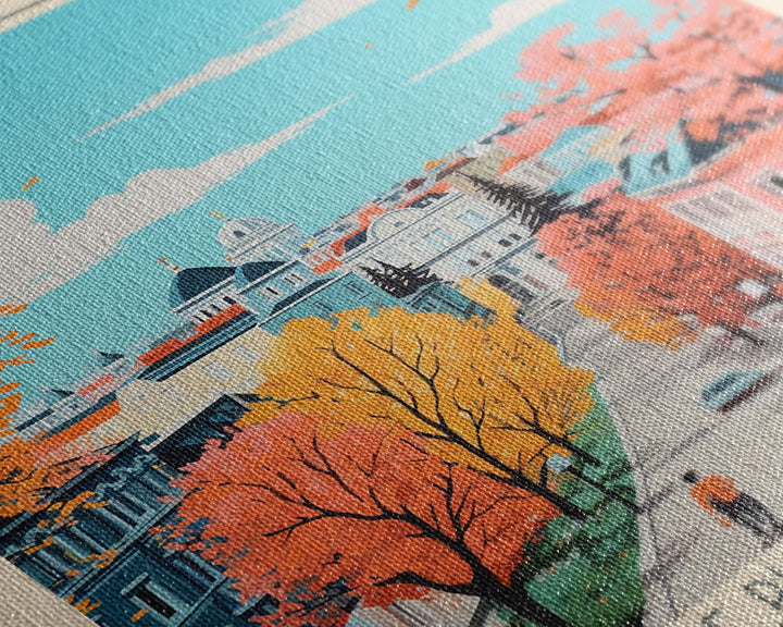 Dnipro Ukraine Travel Poster Framed Canvas Print, Midcentury Modern Art, Pop Art Wall Decor, Home Decor, Vacation Gift, Living Room Art