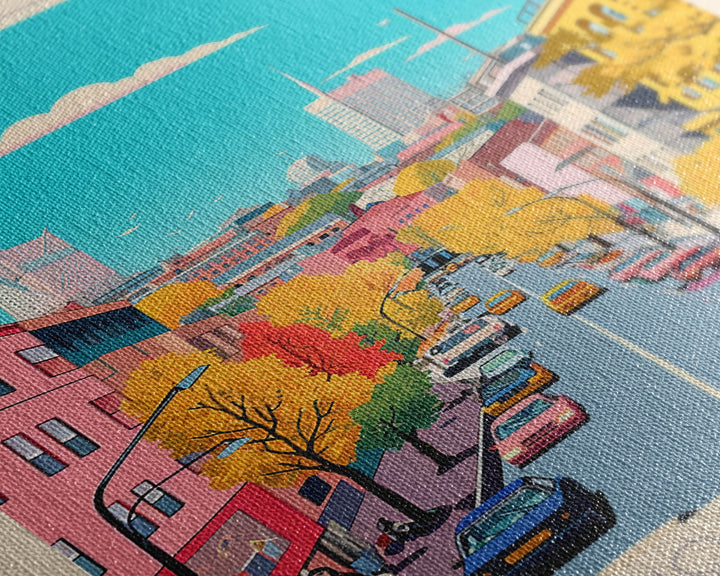 Dobrich Bulgaria Travel Poster Framed Canvas Print, Midcentury Modern Art, Pop Art Wall Decor, Home Decor, Vacation Gift, Living Room Art