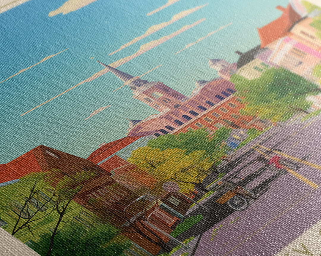 Donetsk Ukraine Travel Poster Framed Canvas Print, Midcentury Modern Art, Pop Art Wall Decor, Home Decor, Vacation Gift, Living Room Art